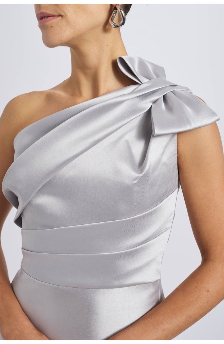 Amsale Mikado Draped Bodice Gown, Alternate, color, Platinum