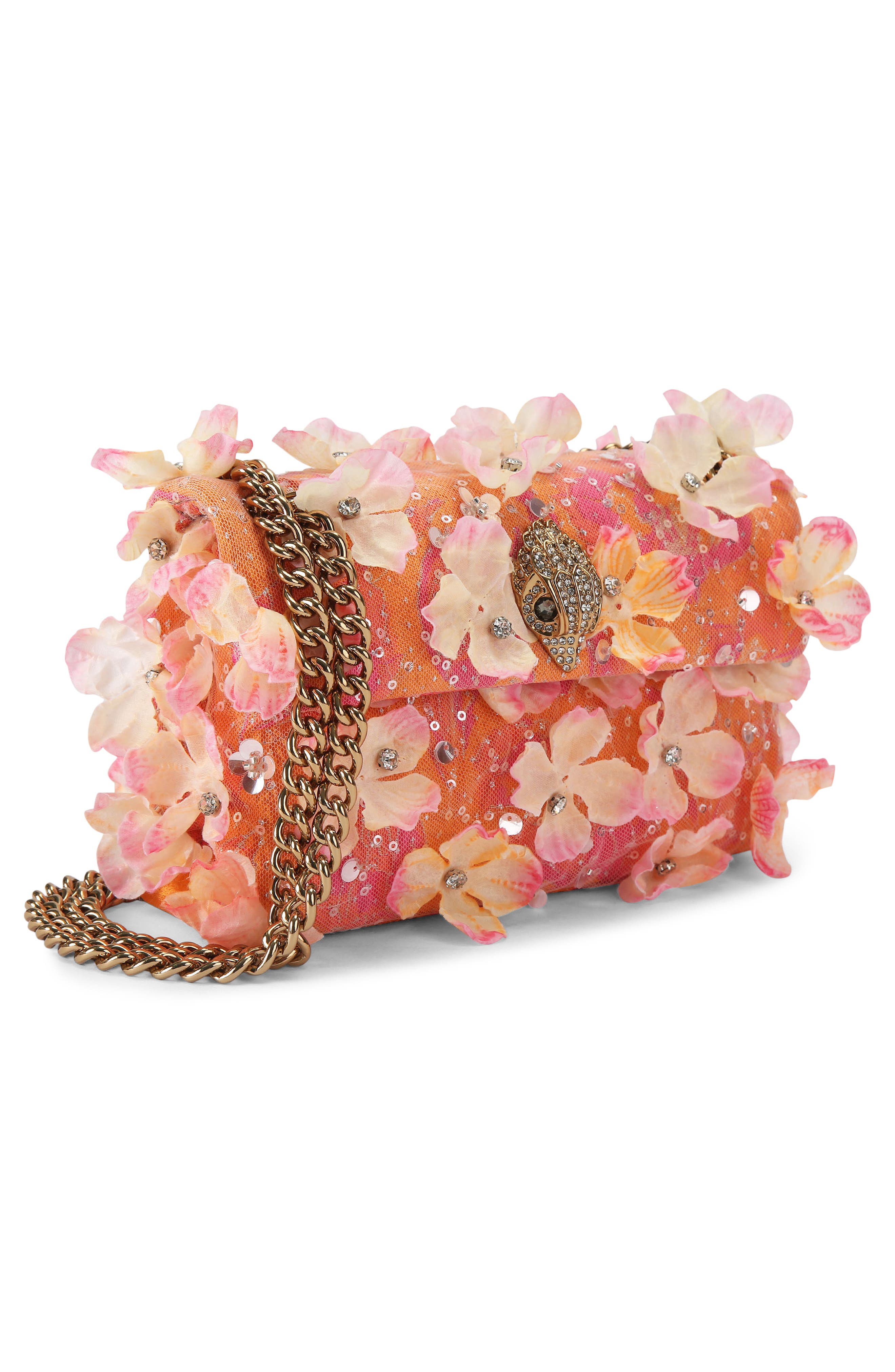Kurt Geiger London Mini Kensington Flowers Covertible Shoulder Bag, Alternate, color, Light/ Pastel Orange