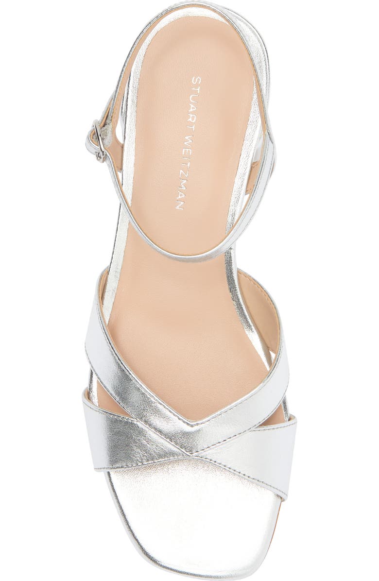 Stuart Weitzman Miami Block Heel Sandal, Alternate, color, Silver