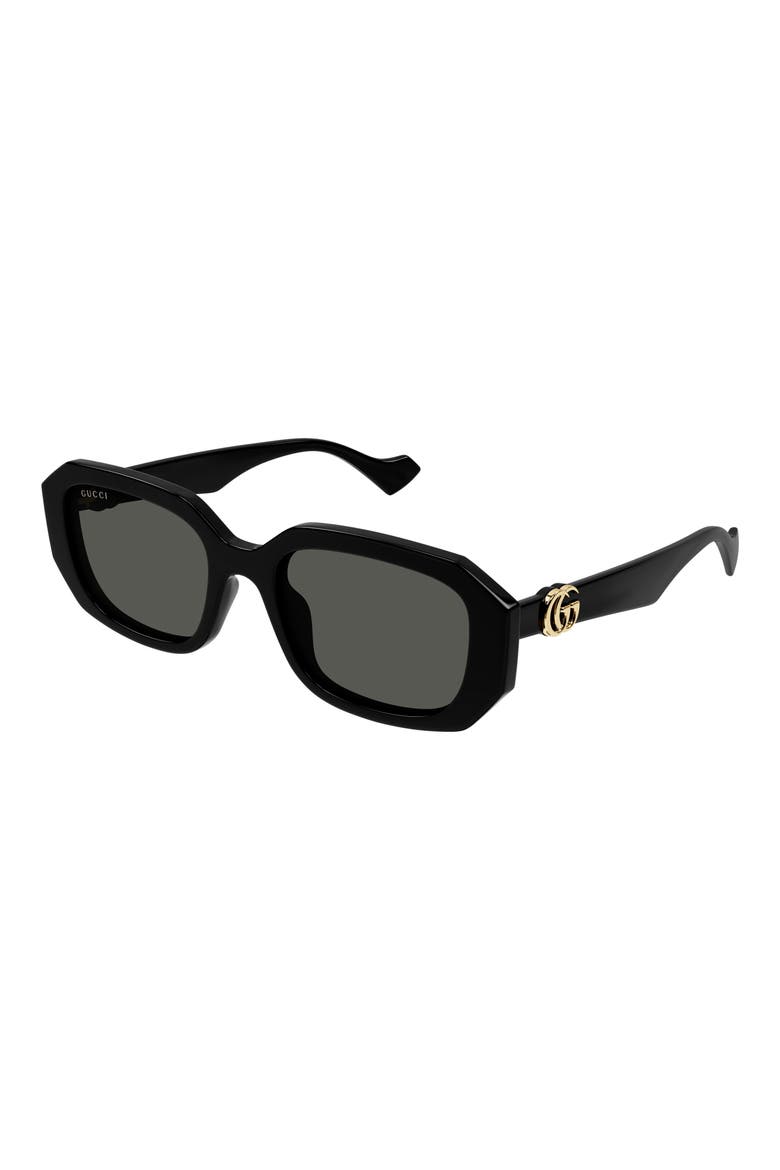 54mm Rectangular Sunglasses, Alternate, color, BLACK