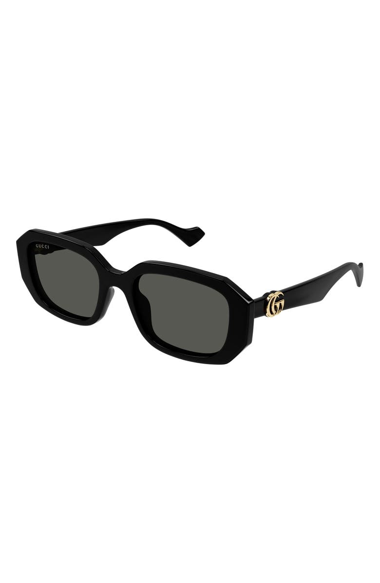 Gucci 54mm Rectangular Sunglasses, Alternate, color, Black
