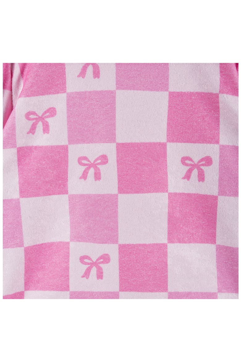 Kids' Textured Terry Long Sleeve Pullover & Shorts Set, Alternate, color, CHECKERED BOW