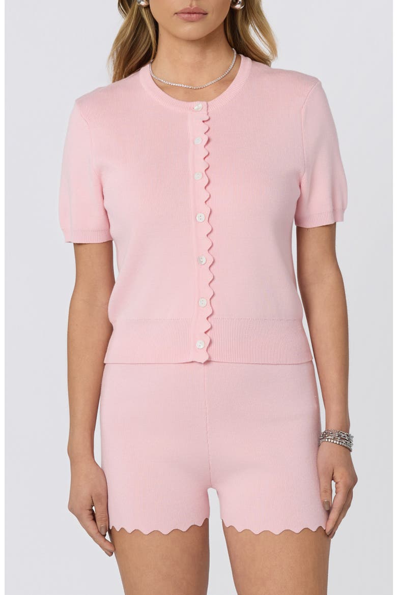 Scalloped Placket Cardigan, Main, color, PINK