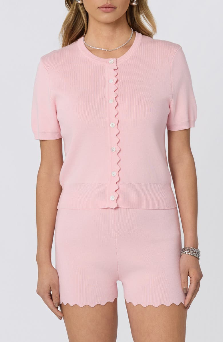 ASTR the Label Scalloped Placket Cardigan, Main, color, Pink