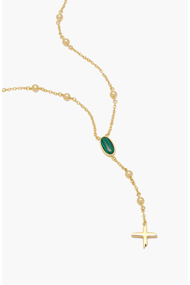 Rose Malachite Stone Necklace in Gold, Alternate, color, Gold