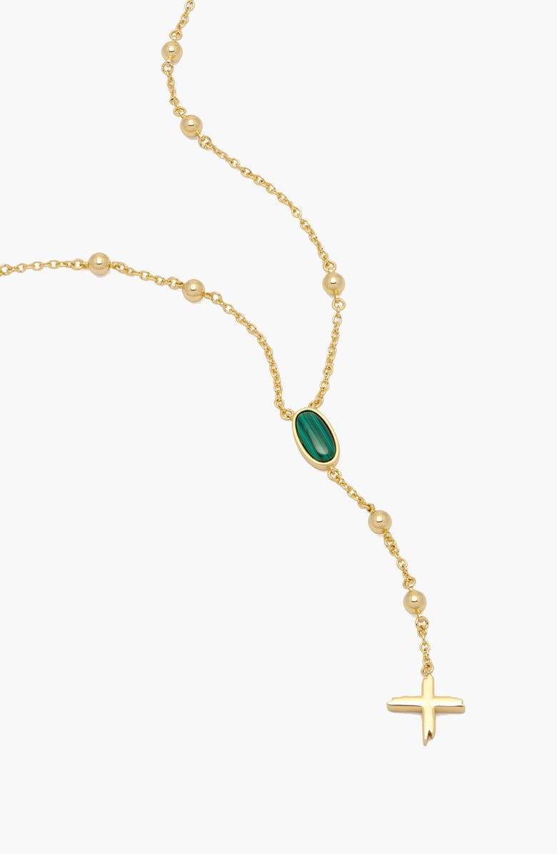 YOJ Rose Malachite Stone Necklace in Gold, Alternate, color, Gold