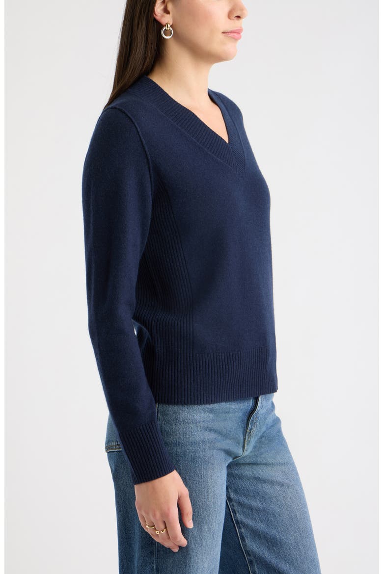 Wool & Cashmere V-Neck Sweater, Alternate, color, NAVY NIGHT