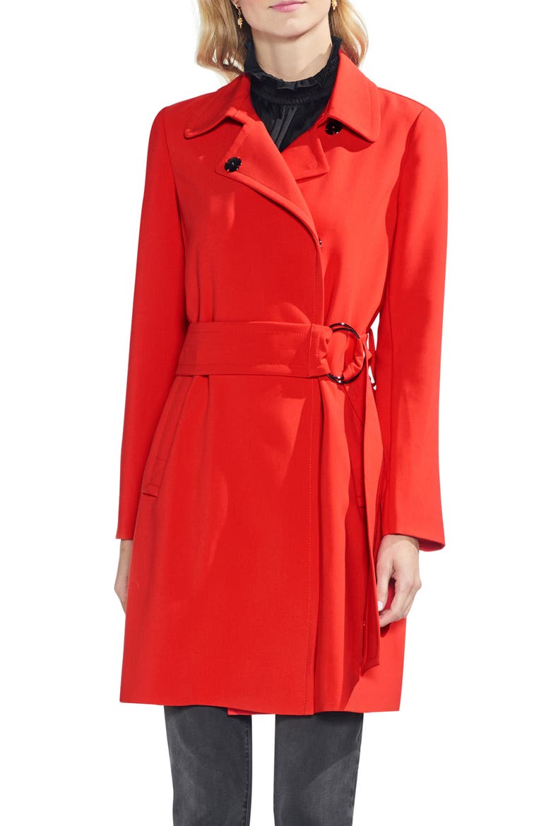 O-Ring Belt Trench Coat, Main, color, SPECTRUM RED