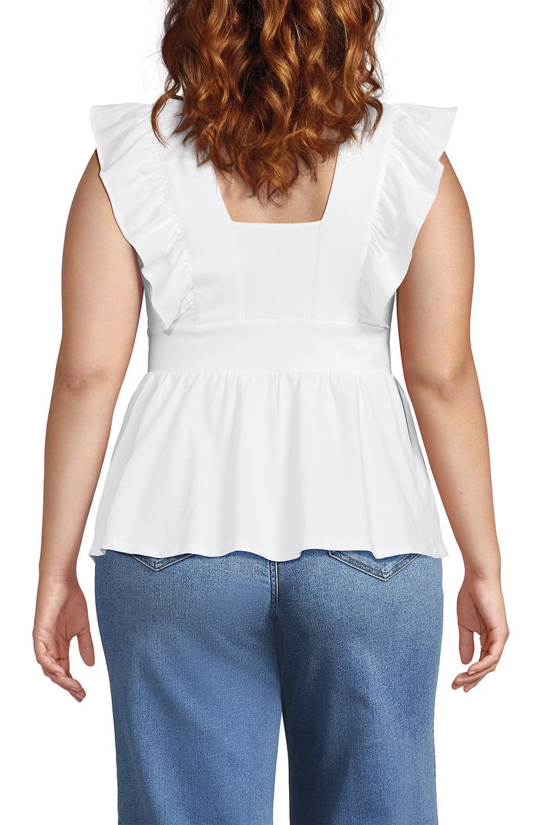 Lands' End Lightweight Jersey Ruffle Peplum Top, Alternate, color, White