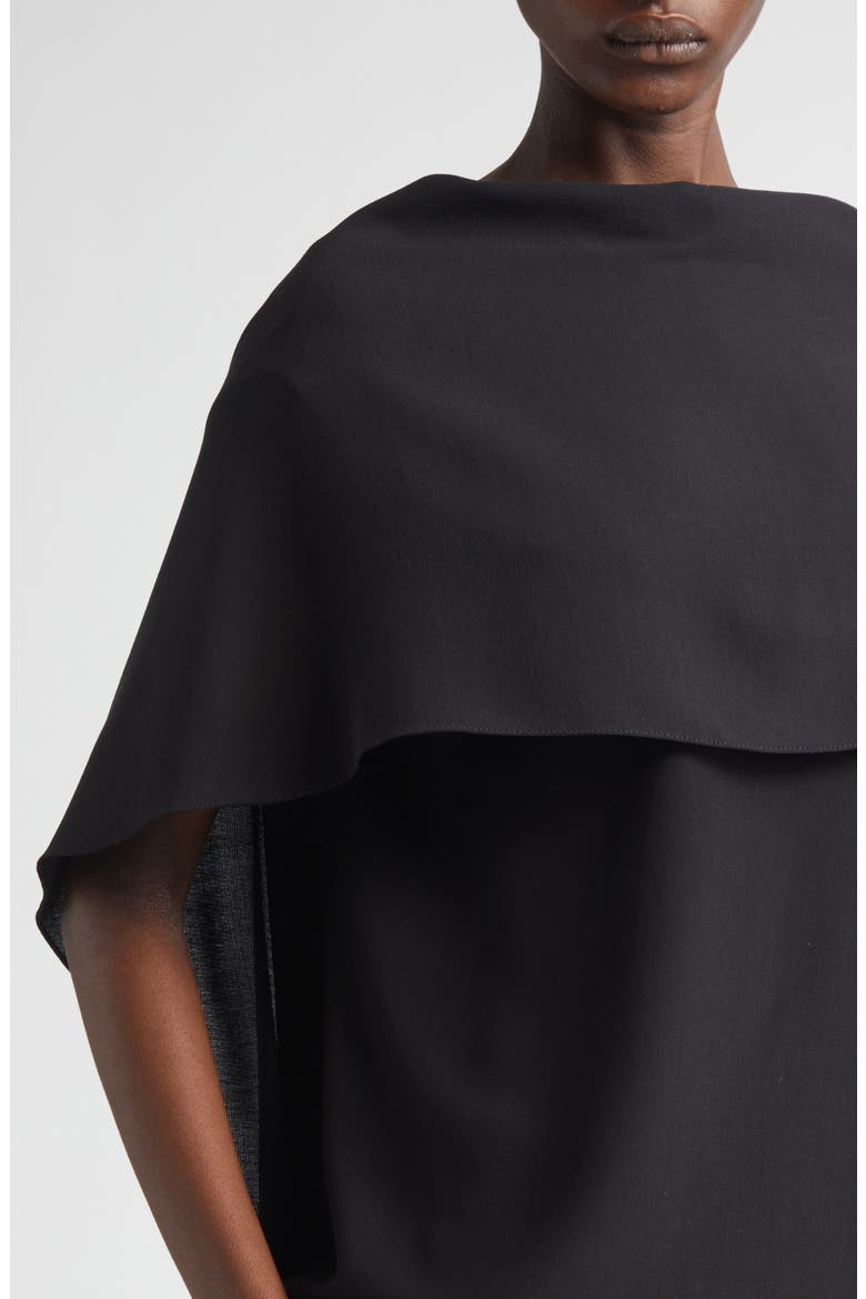 Wool Crepe Cape Top, Alternate, color, BLACK