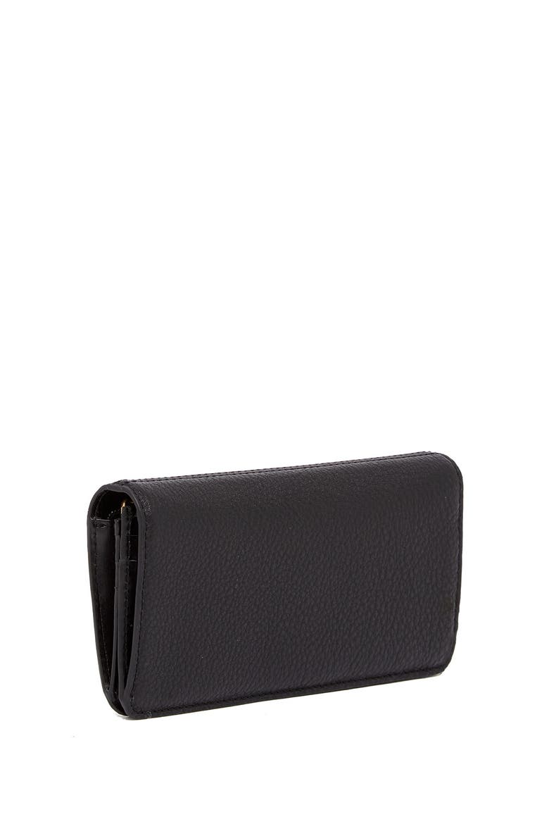 Open Face Leather Wallet, Alternate, color, BLACK
