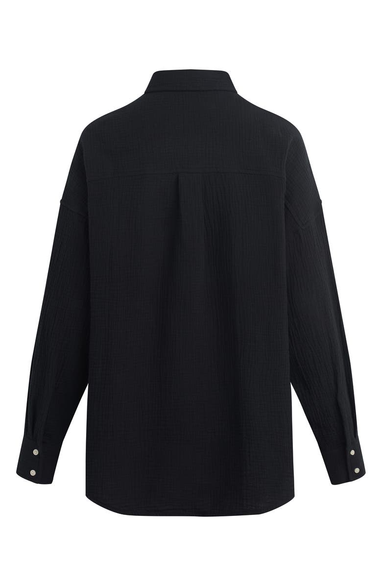 Favorite Daughter The Ex Cotton Button-Up Shirt, Alternate, color, Black