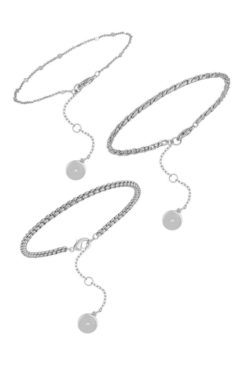 Set of 3 Chain Bracelets, Main, color, SILVER TONE