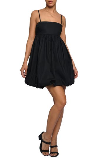 Know One Cares Bubble Hem Babydoll Minidress In Black