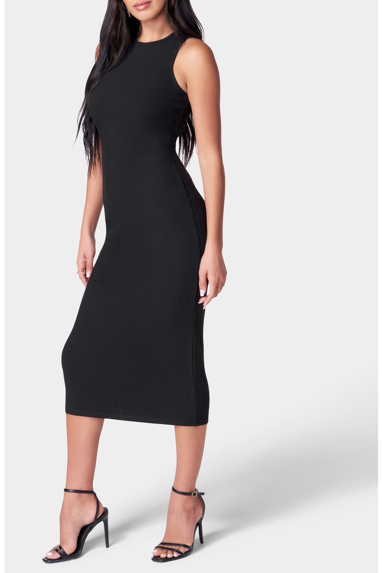 Ribbed Midi Tank Dress, Alternate, color, BLACK