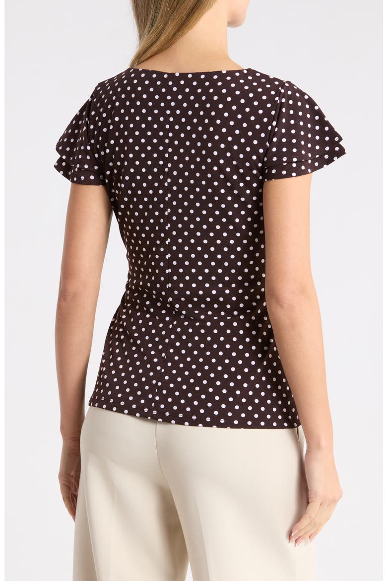 Dot Wrap Top, Alternate, color, CHOCOLATE / WHITE