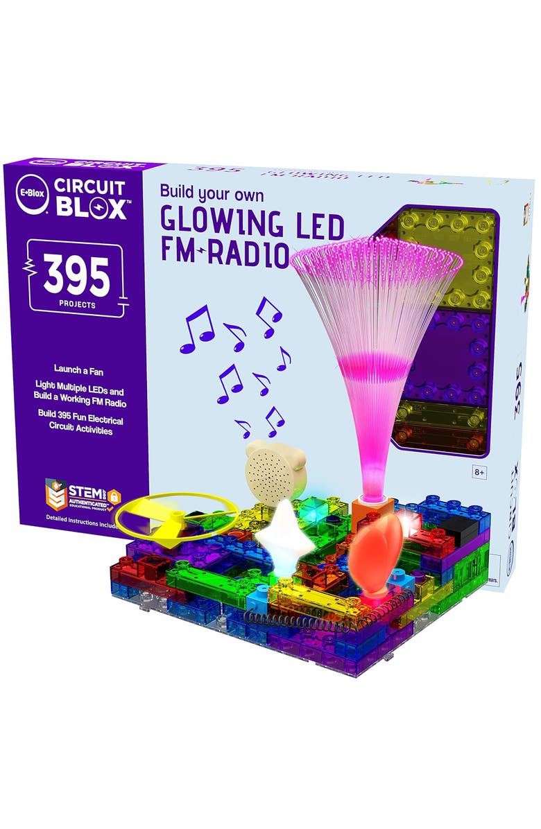 E-Blox Eblox Circuit Blox Byo Glowing Led Fm Radio 395 Projects,Ages 8+, Main, color, Multicolored
