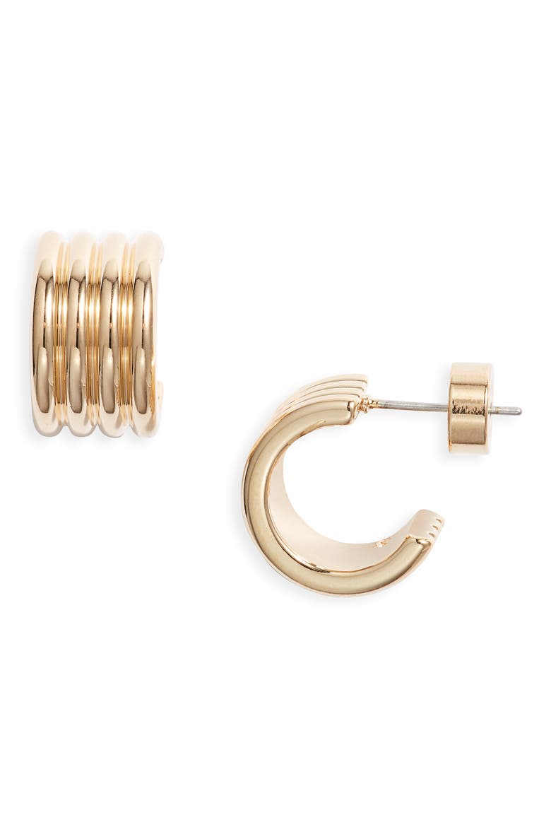 Demi Fine Wide Ridge Hoop Earrings, Main, color, 14K GOLD PLATED