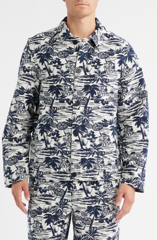 Wax London Iggy Beach Scene Cotton Blend Jacquard Jacket In Multi