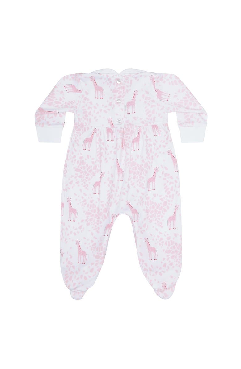 Nellapima Pink Giraffe Print Smocked Footie - Baby, Alternate, color, Pink