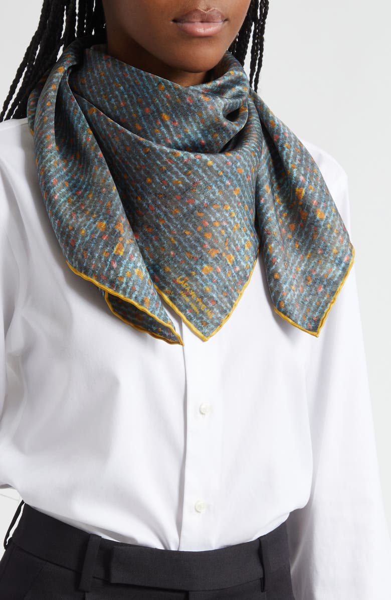 Lafayette 148 New York Textile Print Silk Twill Square Scarf, Alternate, color, Bluebell Multi