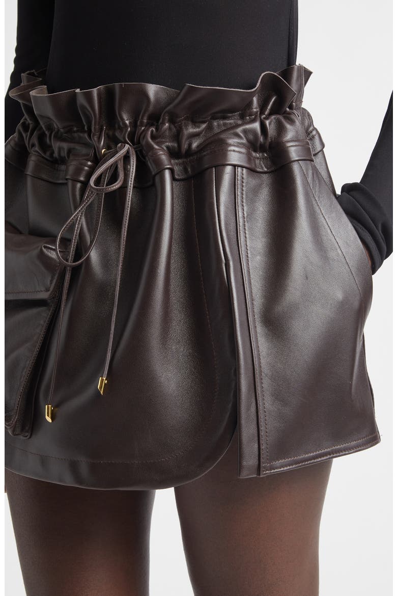 Leather Utility Miniskirt, Alternate, color, CHOCOLATE