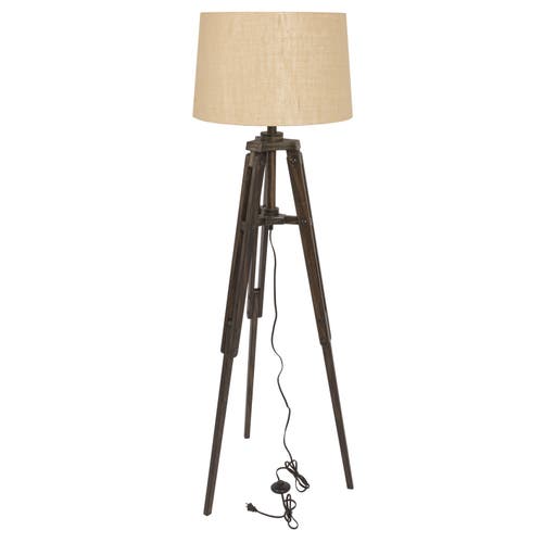 Storied Home Mariner Wood Tripod Lamp For Room, Brown And Natural