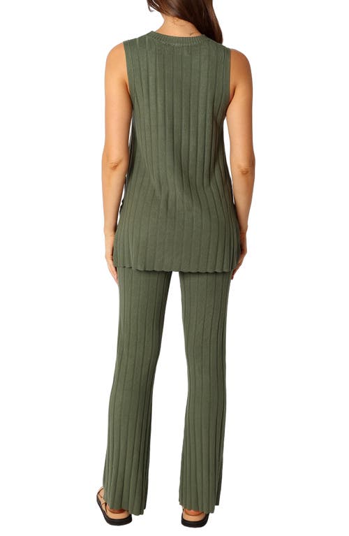 Petal And Pup Petal & Pup Silvie Wide Rib Sweater Tank & Straight Leg Pants Set In Green