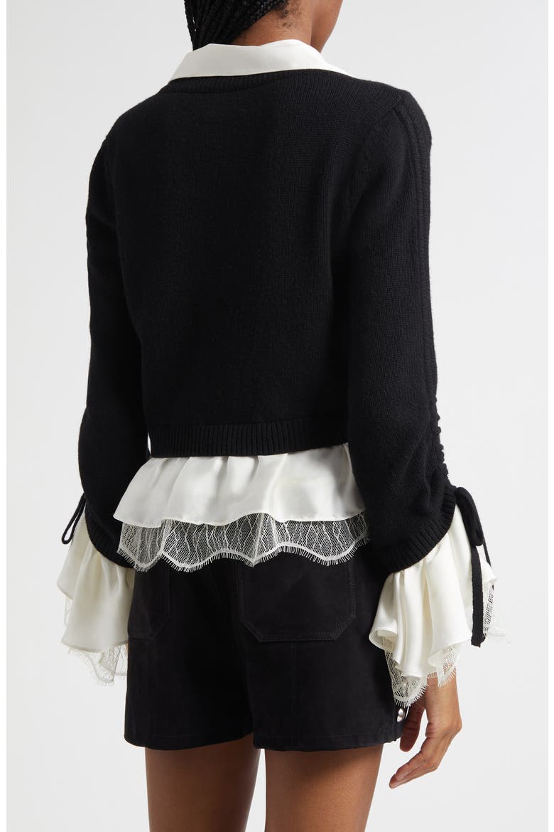 Milla Layered Pullover, Alternate, color, BLACK/ IVORY
