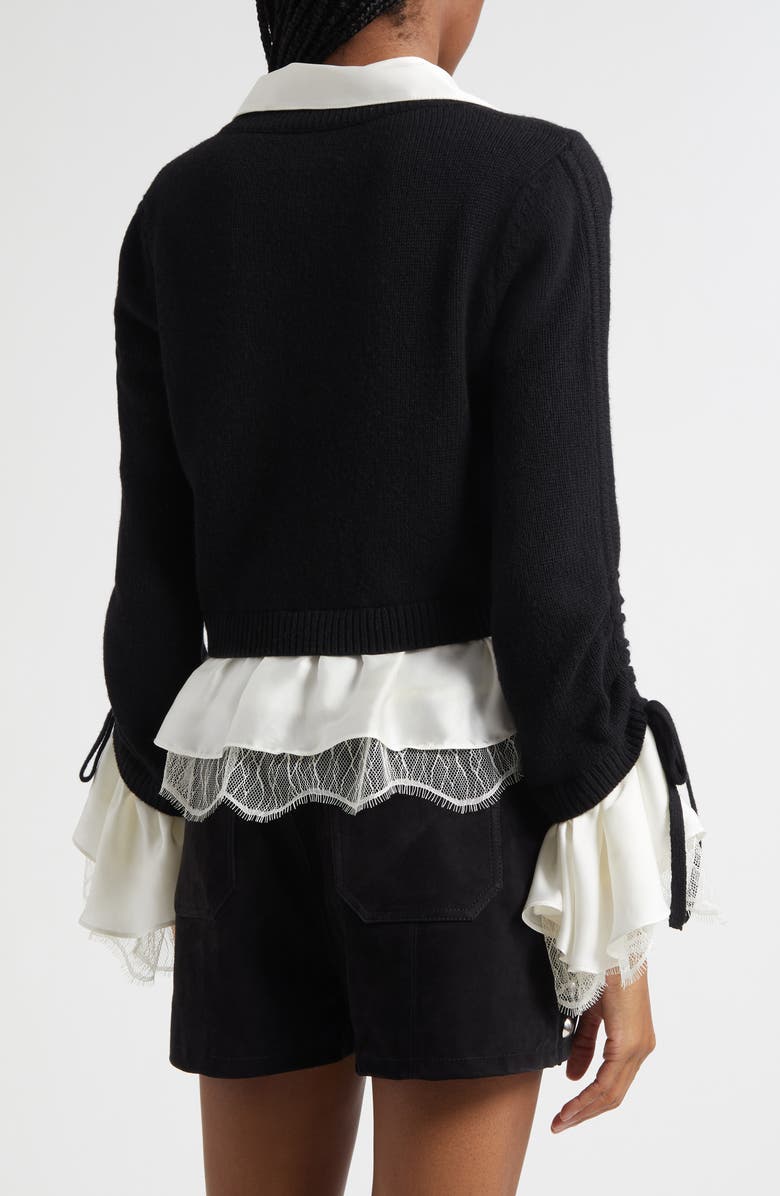 Cinq à Sept Milla Layered Pullover, Alternate, color, Black/ Ivory