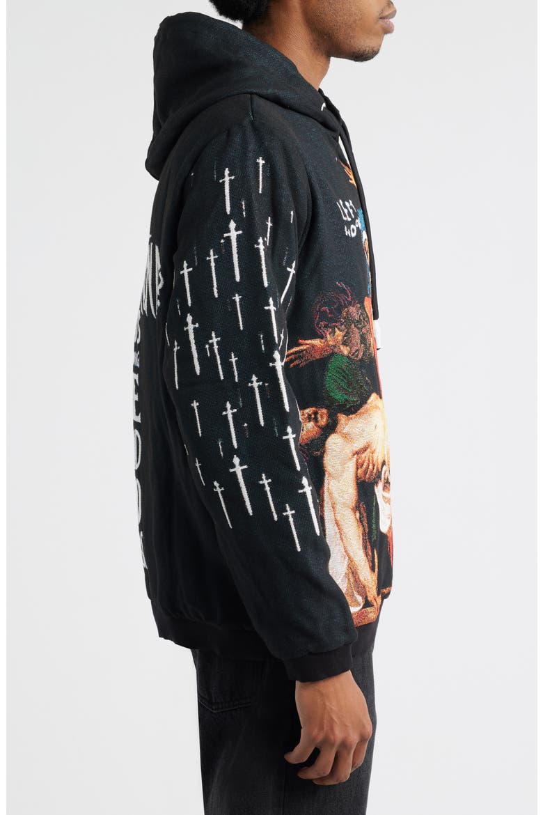Entombment Jacquard Hoodie, Alternate, color, BLACK
