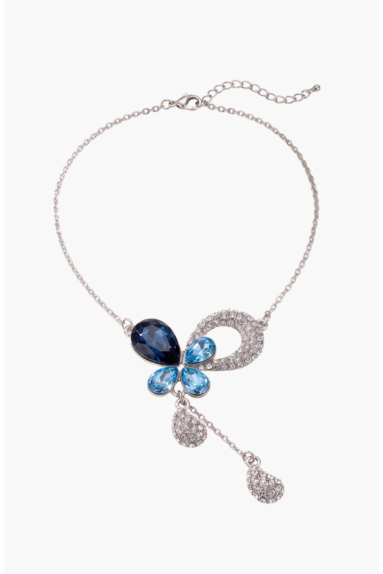 Teardrop Crystal Pendant Necklace, Main, color, Blue
