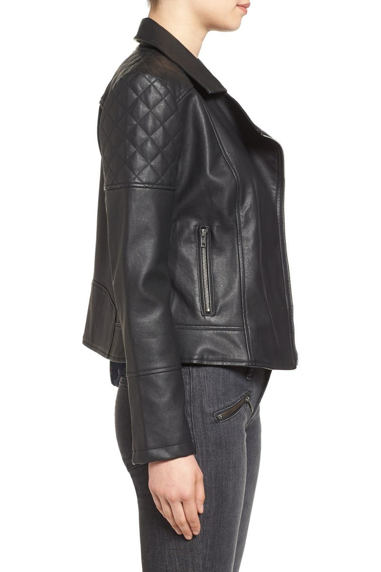'Breck' Faux Leather Moto Jacket, Alternate, color, BLACK