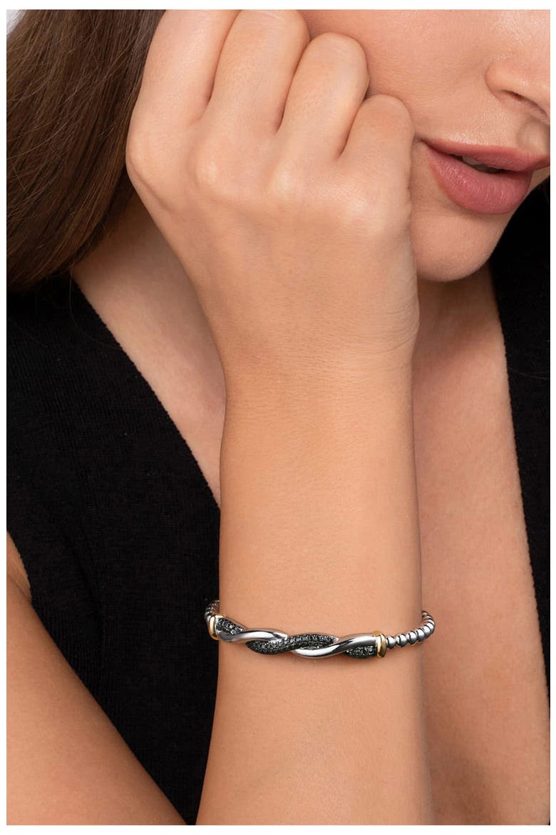 Bujukan Sterling Silver & 14k Gold Black Spinel Bangle, Alternate, color, STERLING / 14K/ BLACK