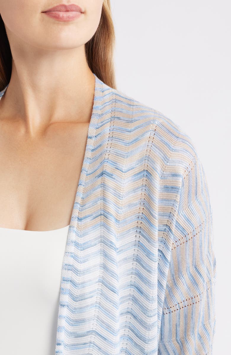 Anne Klein Zigzag Drape Front Cardigan, Alternate, color, Opal Blue Multi