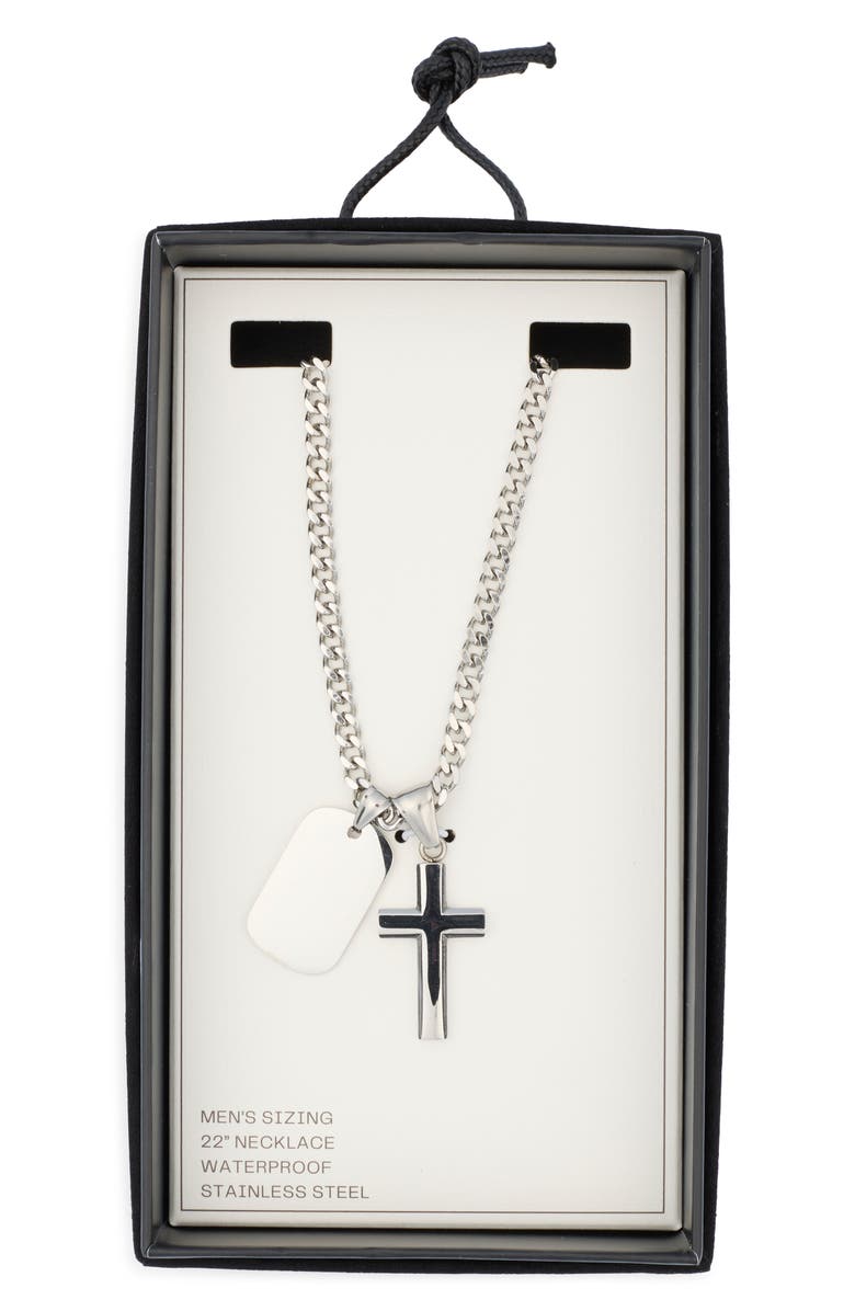 NORDSTROM RACK Men's Dog Tag & Cross Necklace, Main, color, Stainless