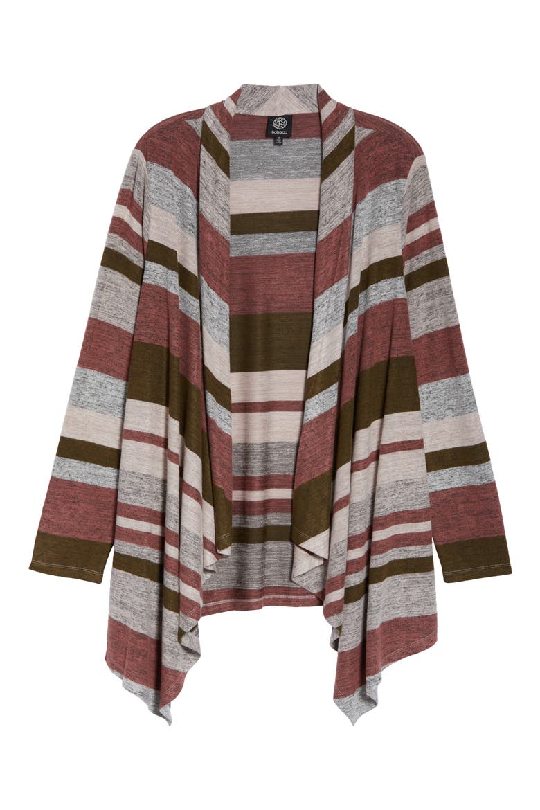Drape Front Cardigan, Alternate, color, OLIVE COMBO