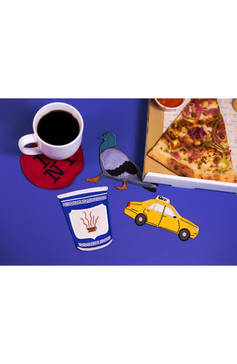 PIECEWORK PUZZLES New York Set of 4 Assorted Linen Cocktail Napkins, Alternate, color, Light Blue