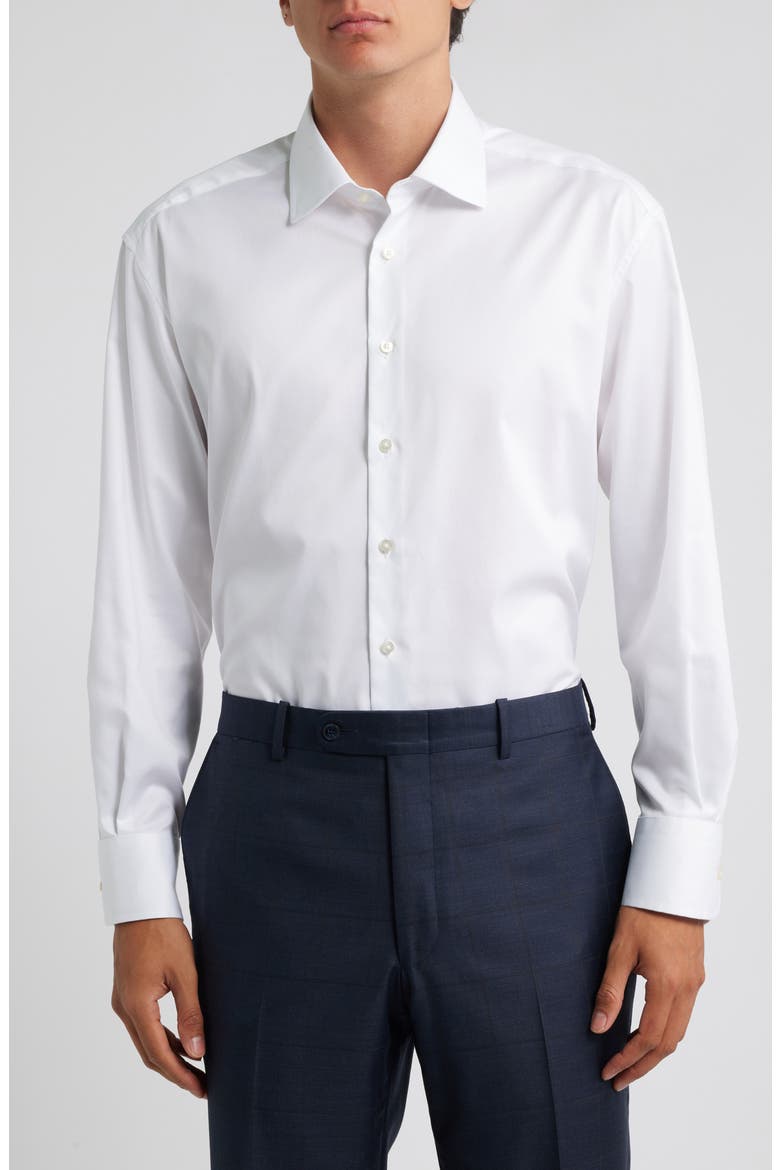 Luxury Comfort Slim Fit Non-Iron Dress Shirt, Main, color, WHITE