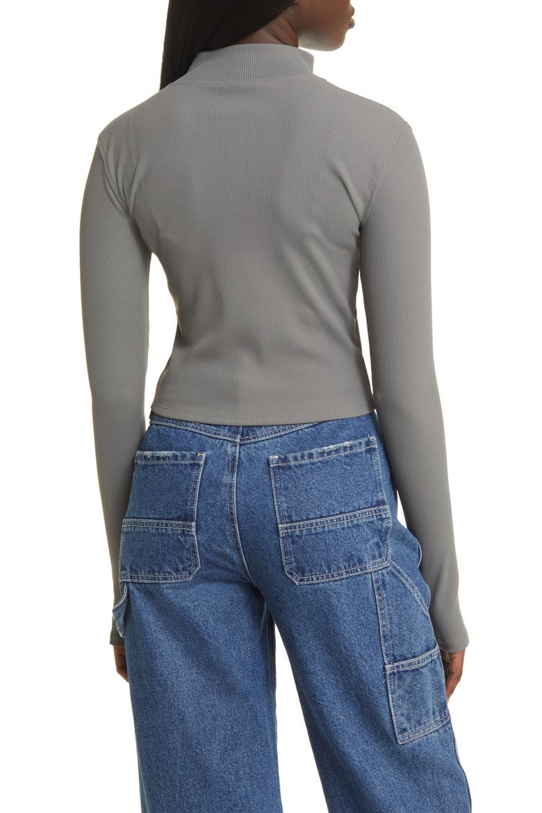 Rib Mock Neck Zip-Up Jacket, Alternate, color, GREY PEARL