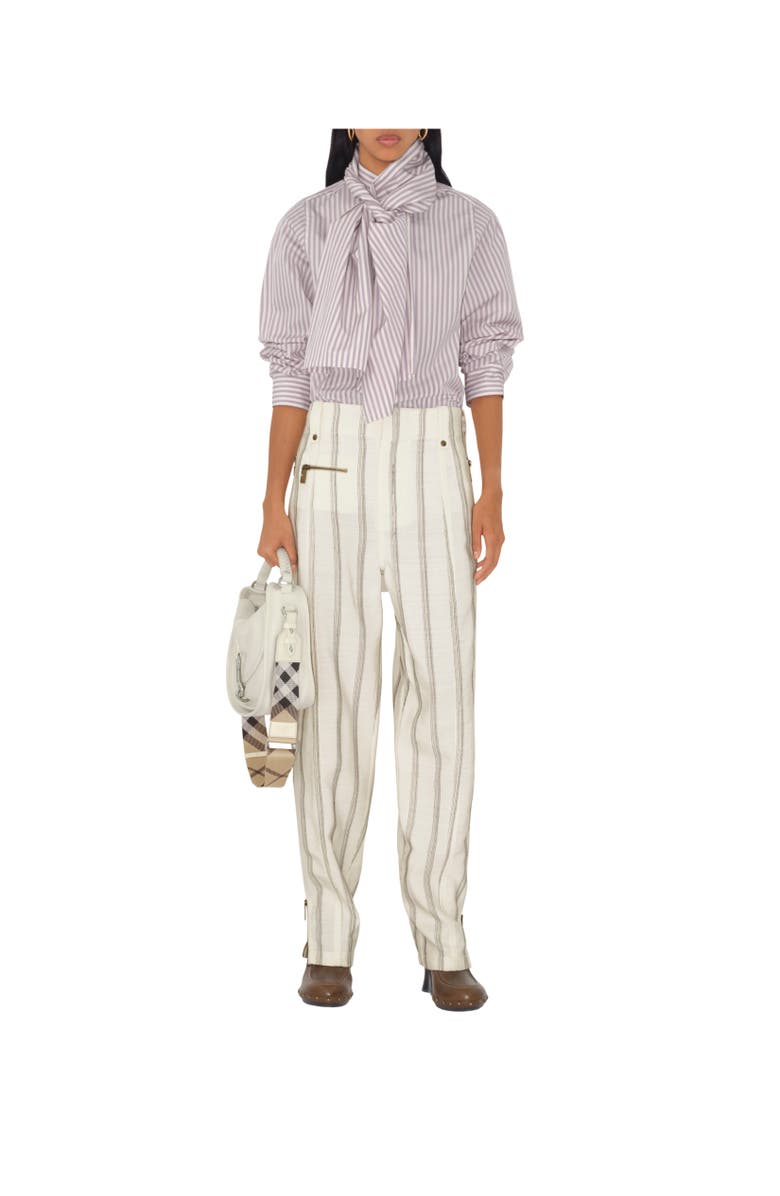 Burberry Striped Silk Blend Tailored Trousers, Main, color, 