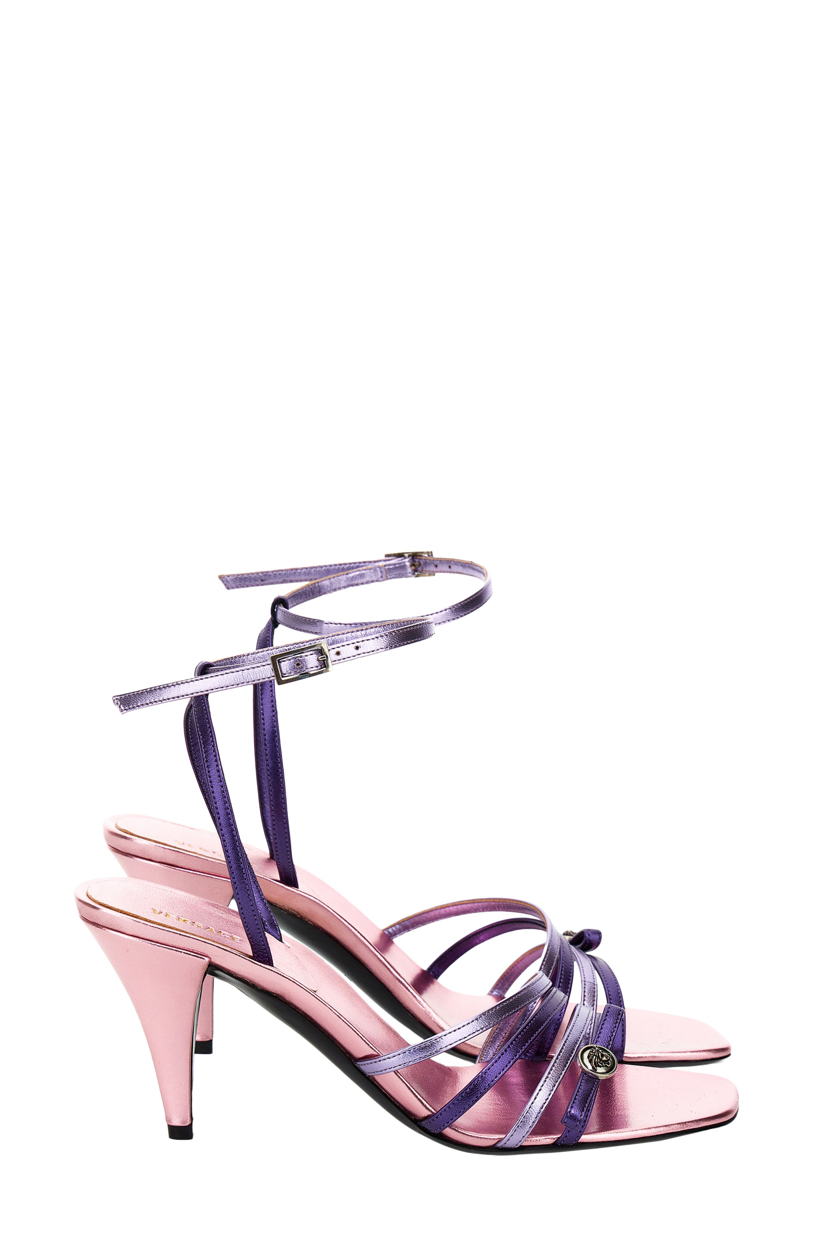 Versace Ankle Strap Cage Sandal, Alternate, color, Pink-Palladium
