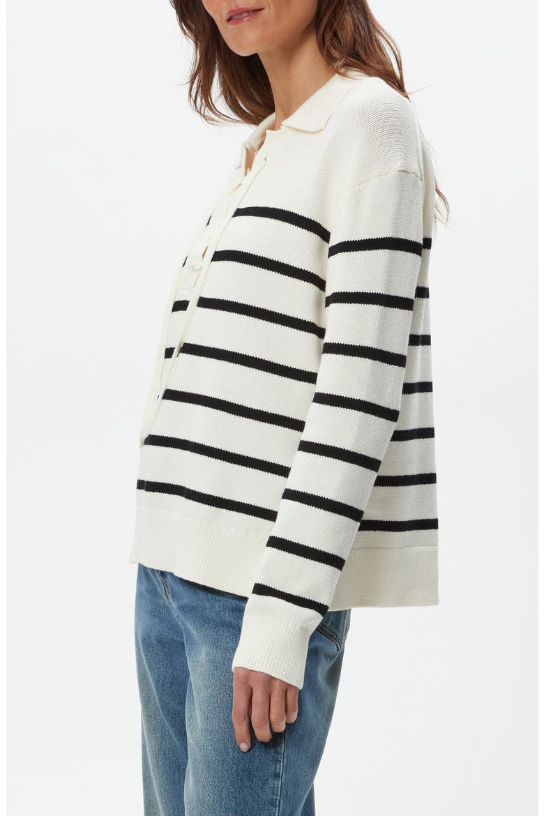Adrienne Lace Up Sweater, Alternate, color, IVORY/ BLACK