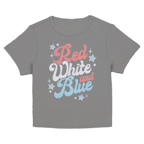 Junior's Red White And Blue Quote Short Sleeve Baby T-Shirt