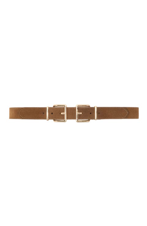 Double buckle suede belt