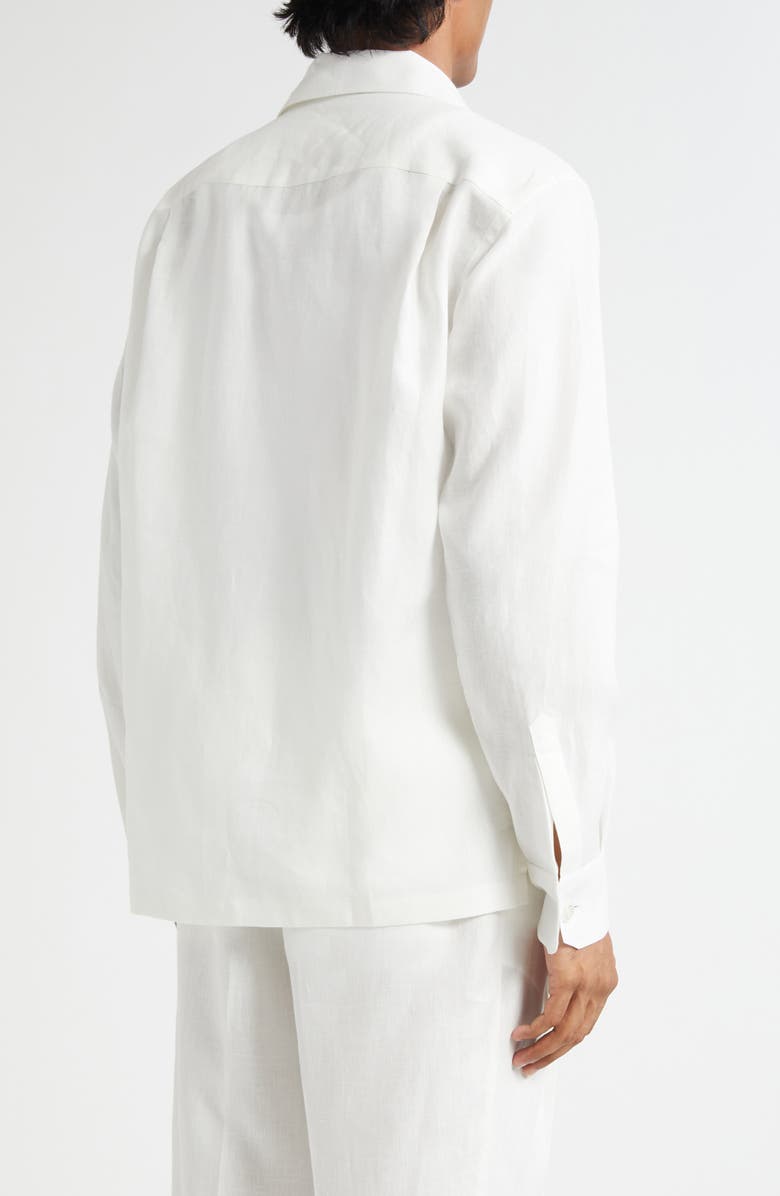 Dolce&Gabbana Long Sleeve Linen Camp Shirt, Alternate, color, W0111 Bianco