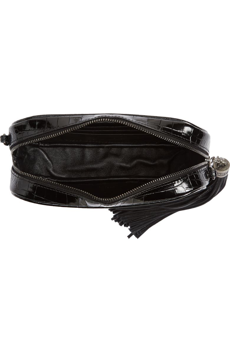 Saint Laurent Mini Lou Croc Embossed Leather Camera Bag, Alternate, color,