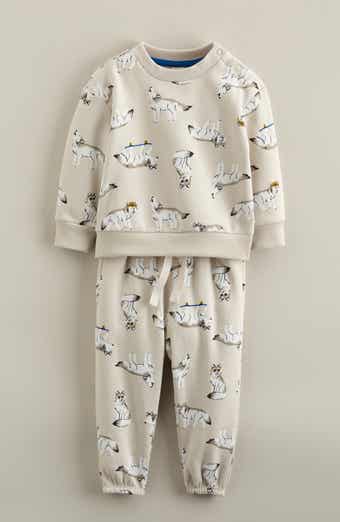 Print Fleece Sweatshirt & Sweatpants Set