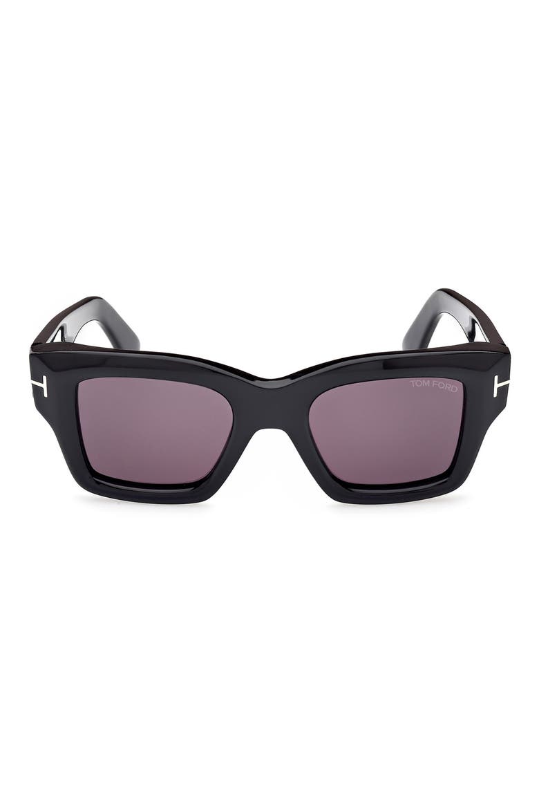 Ilias 50mm Square Sunglasses, Main, color, SHINY BLACK / SMOKE