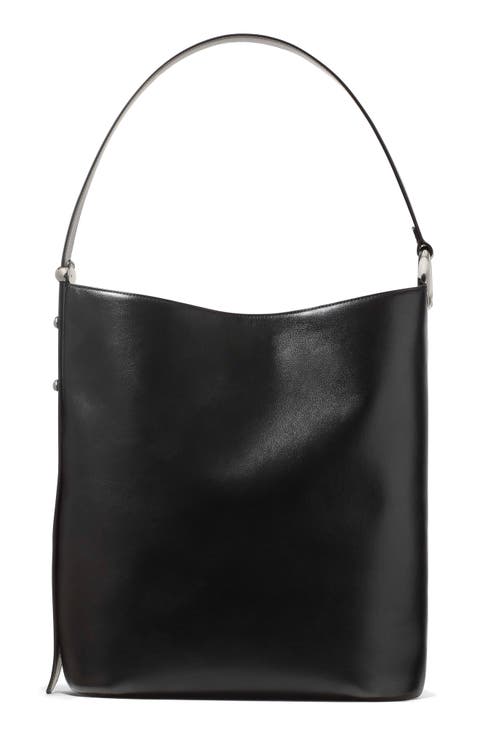large halo fine grain leather bucket bag